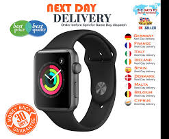 Apple Watch Series 3 42mm Gps Space Gray Aluminum Case Black Sport Band Top Uk Seller 12 Months Warranty Fa Black Apple Apple Watch Apple Watch Series 3