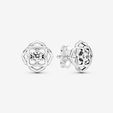 Nwt authentic pandora silver earrings butterfly outlines #297912cz free shipping. Rose Petals Stud Earrings Pandora Au