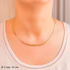 La maille anglaise est l'un des différents types de mailles utilisés en bijouterie. Collier En Chute Maille Anglaise Or Jaune 18k 42 Cm Ocarat