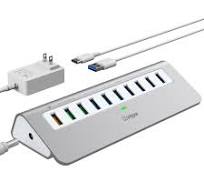 Amazon.com: Powered USB Hub 10Gbps, 10 Port USB 3.2 Gen 2 ...