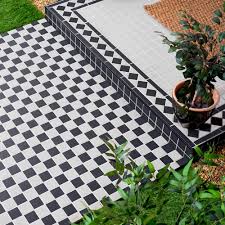 Victorian mosaic floor tiles uk. Churchill Snow Midnight Chequer Mosaic Tiles Walls And Floors