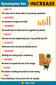 Increase Synonym List Of 27 Synonyms For Increase In English 7 E S L Good Vocabulary Words English Vocabulary English Vocabulary Words