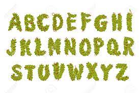 A pdf document with alphabet letter (upper and lowercase) outlines that . Set Of Natural Alphabet Letters From A To Z Fresh Green Leaves On Branch Floral Concept