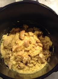 Risotto De Poulet Curry Coco 3 Blanc De Poulet Coupes En Morceau Une Brique De Lait De Coco 200ml Du Curry En P Poulet Curry Coco Risotto Poulet Poulet Curry