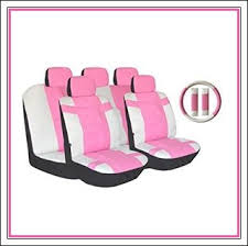 Pink And White Car Seat Covers And Seat Belt Cover Seat Belt Pads Leather Car Seat Covers Pink Car Accessories