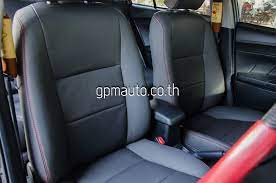 งานห มเบาะหน งแท รถยนต toyota vios e โฉมป 2013 ป จจ บ น โตโยต า ว ออส ค นน ของเด มเป นเบาะผ า นำมาเปล ยนใหม เป นหน งส ดำเทา ตะเข บแดง ตรงกลางลายฉ โตโยต า