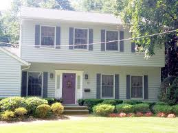 Light Gray House With A Purple Door Grey Houses Red Front Door Purple Door