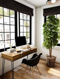 65 Modern Farmhouse Home Office With Black Window Trim In 2020 With Images Modern Home Office Home Office Decor Black Window Trims