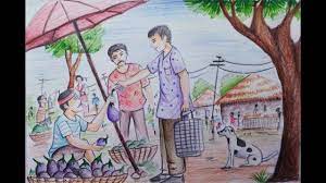 Maybe you would like to learn more about one of these? How To Draw Village Market With Colour Pencil Youtube