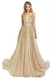 Mac duggal one shoulder jersey sheath gown. Mac Duggal Couture Gold Tan V Neck Ombre Long Formal Dress Size 16 Xl Plus 0x In 2021 Dresses A Line Gown Glamorous Dresses