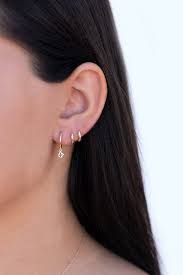 Dainty Minimalist Rhombus Cross Charm Huggie Hoop Earrings Etsy Hoop Earrings Small Etsy Earrings Small Gold Hoop Earrings