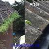 Position your ladder so that you can work gradually toward the downspout, blowing out obstructions as you go. 1