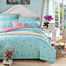 Pattern duvet covers for a fresh new look. 100 Pure Cotton 4 Piece Bedding Set Printed Pink Roses Pattern Design Twin Blue Floral Duvet Cover Sets Bedding Sets Vintage Bedding Set