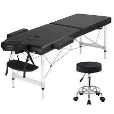 If you are looking for a lighter weight, there is the luna aluminum table. Amazon Com Yaheetech Aluminium 2 Folding Massage Table With Rolling Stool Portable Massage Bed Spa Bed Stool Adjustable Swivel Salon Chair Massage Therapy Table With Headrest Armrest Black Beauty