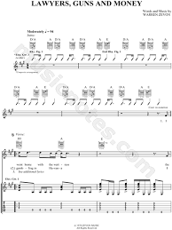 I'm the innocent bystander but somehow i got. Warren Zevon Lawyers Guns And Money Sheet Music In A Major Download Print Sku Mn0051350