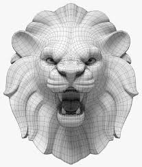 3d Lion S Head Model Lion Artwork Animal Drawings Character Design