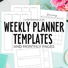 Printable weekly planner template (hourly basis). Free Printable Weekly Planner Template Pdf Cute Freebies For You