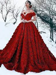 Red wedding dresses are becoming more popular and trendy among brides. Vintage Red Wedding Dress Off The Shoulder Ball Gown Wedding Dress V Demidress Com