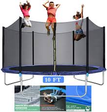 Get ready to put a trampoline together. Amazon Com 10ft Trampoline For Kids Outdoor Backyard Trampoline With Safety Enclosure Net Bounding Bed Spring Pad Exercise Gym Fitness Trampoline Sports Power Round Jumping Table Equipment For 4 5 Kids Adults