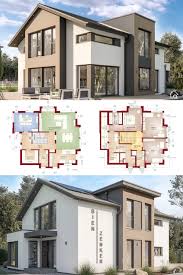 Einfamilienhaus Modern Mit Satteldach Architektur 5 Zimmer Grundriss 195 Qm Gross Mit Kamin Arbeitszimmer Haus Architektur Moderne Fertighauser Haus Bauen