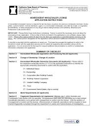 California Wholesaler License Application Instructions California Instruction California State