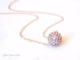 Pave Dainty Disco Ball Necklace For Women Gold Rose Gold Or Sterling Silver Silver Ball Necklace Sparkle Necklace Ball Necklace