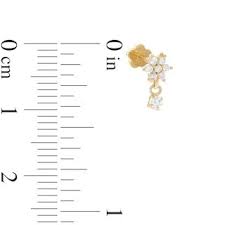 019 Gauge Cubic Zirconia Flower Dangle Cartilage Barbell In 14k Gold Piercing Pagoda Body Jewelry Design Cartilage Barbell Piercing Pagoda