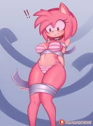 390528 - suggestive, alternate version, artist:negieggy, amy rose (sonic),  eulipotyphlan, fictional species, hedgehog, mammal, mobian, anthro, sega,  sonic the hedgehog (series), 2022, bdsm, belly button, bikini, blushing,  bondage, breasts, clothes ...