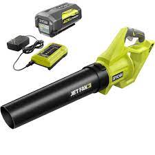 Material handling, motion control, safety, lighting & electrical Ryobi 40v 110 Mph 500 Cfm Cordless Battery Variable Speed Jet Fan Leaf Blower With 4 0 Ah Battery And Charger Ry40460 The Home Depot