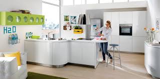 high gloss kitchen with curved doors