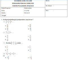Jika jaraknya pada peta 9 cm, maka skala yang digunakan adalah …. Soal Pts Matematika Kelas 5 Kurikulum 2013 Beserta Pembahasan Edisi 2019 Info Pendidikan Terbaru