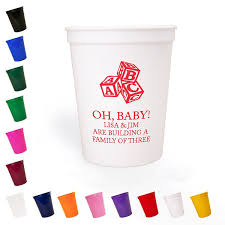 Baby Shower Cups 16 Oz Plastic Stadium Personalized