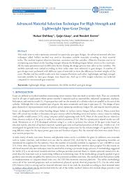 Pdf Advanced Material Selection Technique For High Strength