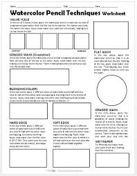 Watercolor Pencil Techniques Worksheet Create Art With Me Watercolor Pencils Techniques Art Handouts Art Worksheets