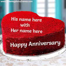 Happy wedding anniversary cake with photo edit. Wedding Anniversary Cake With Name Edit Cakedayphotoframes