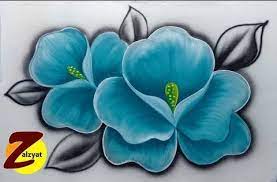 طريقة رسم وردة بلون تركواز بطريقة سهلة جدا youtube acrylic art art painting