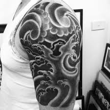 Black And White Japanese Dragon Tattoo Sleeve Wave Tattoo Wind Tattoo Japanese Tattoos By Rhysgordon Com Japanese Wave Tattoos Waves Tattoo Wind Tattoo