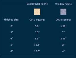 image result for cathedral window block size chart