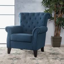 Noble House Logan Dark Blue Fabric Tufted Accent Chair Walmart Com In 2020 Tufted Accent Chair Tufted Club Chairs Armchair