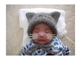 cat hat 帽子 型紙 編み 図 ベビーニット