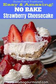 No Bake Strawberry Cheesecake Recipe Baked Strawberries Strawberry Cheesecake Dessert Recipes Easy