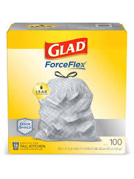 100 count box of 13 gallon kitchen trash bags in fresh clean scent odorshield technology with febreze freshness leaves your home smelling fresh reinforcing bands add strength while glad odorshield trash bags feature innovative reinforcing bands to help add strength while using less plastic. Glad Forceflex Drawstring Trash Bags 13 Gal Office Depot