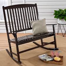 Black And White Rocking Chair Cushions Mainstays Double Wood Outdoor Rocker Chair Dark Brown Walmart Com Rocking Chair Porch Rocking Chair White Rocking Chairs