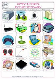 Computer Parts Picture Dictionary Word To Learn Esl Worksheets For Kids And New Learners Picture Dictionary Computer Dictionary Kids Computer