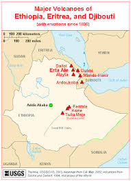 Map Of Major Volcanoes Of Ethiopia Ethiopia Volcano Djibouti Map