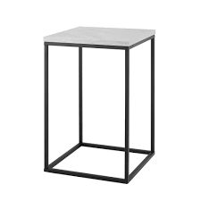 Urban Box Frame Side Table With Faux Marble And Metal White Black Saracina Home In 2020 Modern Side Table White Marble Side Table White Side Tables