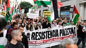 Los socios de Sánchez marchan en Madrid a favor de Palestina y reclaman  procesar a Netanyahu