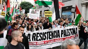 Los socios de Sánchez marchan en Madrid a favor de Palestina y reclaman  procesar a Netanyahu