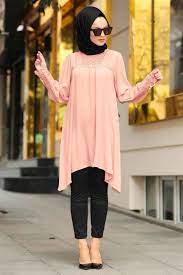 Açık mavi ile uyumlu renkler koyu renkler olarak bilinir. Nayla Collection Tesettur Somon Renk Tunik Modasi Moda Tesettur Giyim