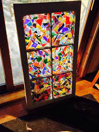 My Newest Window Made With Scrap Stained Glass And Pour Over Epoxy Glass Window Art Stained Glass Crafts Window Art